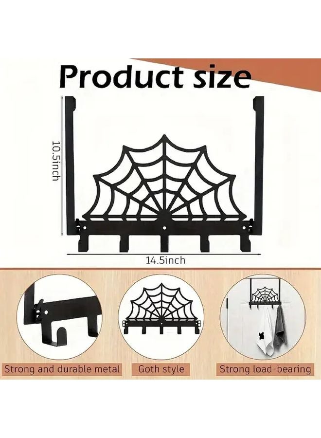 Spider Web Style Gothic Shelf Wall Mounted Towel Rack Bathroom Door Hanging Decor - Image 3