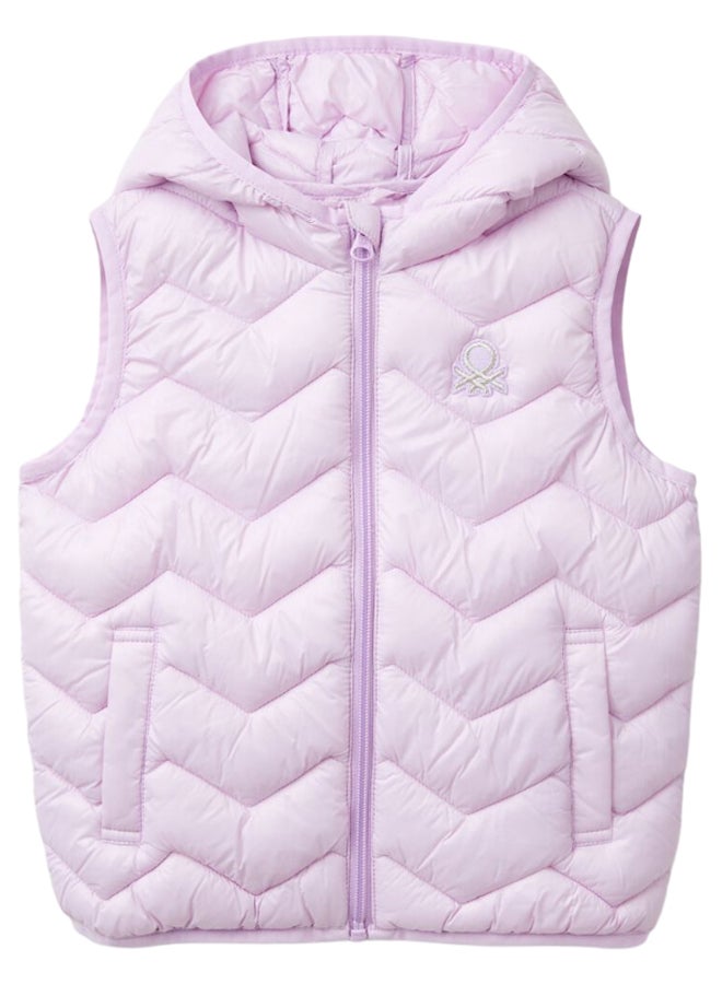 Benetton Padded vest in 3D wadding with hood  - Image 1
