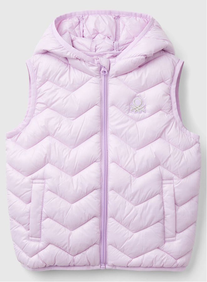 Benetton Padded vest in 3D wadding with hood  - Image 4