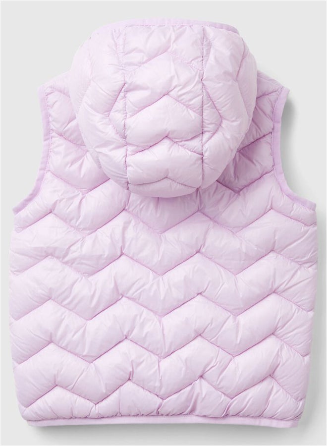 Benetton Padded vest in 3D wadding with hood  - Image 2
