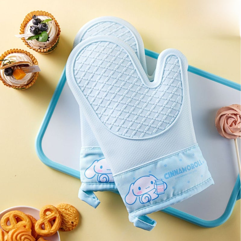 Silicone Oven Mitts Cartoon Printed Heat Resistant Powder MM - Image 5
