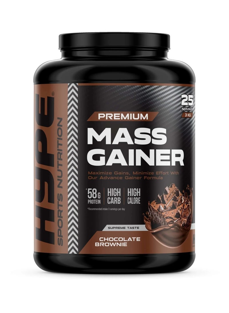 هايب منتج زيادة الكتلة العضلية الفاخر بنكهة براوني الشوكولاتة - 3000 غرام