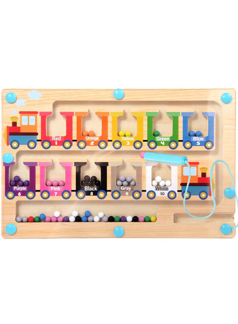 XICEN Wooden Sorting and Counting Board, Magnetic Color and Number Maze, Montessori Toys for kids 3-6 Years Old, Wooden Magnet Puzzles, Learning Educational Toys for Boys Girls - Image 1