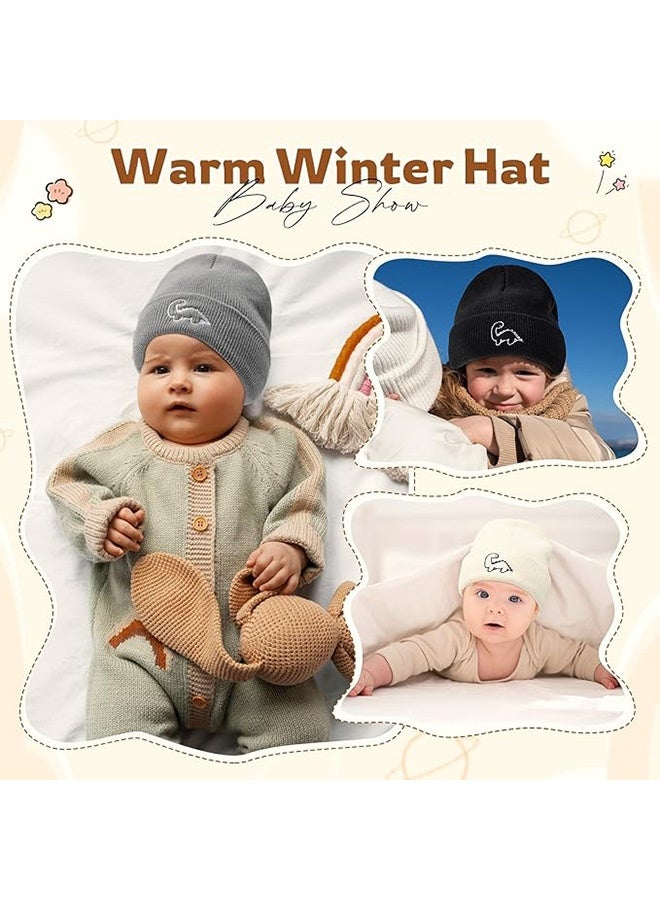GMORO 3 PCS Unisex Baby Beanie Cute Baby Winter Hat Warm Infant Baby Caps Preemie Hats，0-3 Years - Image 3