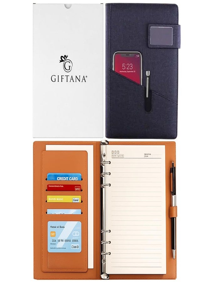 Giftana مفكرة جيفتانا لتنظيم المكتب، مفكرة من الجوت بقفل مغناطيسي، مفكرة تنظيمية للمكتب، مفكرة يومية شخصية، هدايا رأس السنة للموظفين (أسود) - Image 1