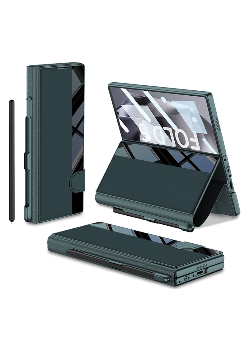 غطاء هاتف سامسونج جالكسي Z فولد 7 بحزام معصم وحلقة - غطاء جلدي واقي أنيق وعملي.