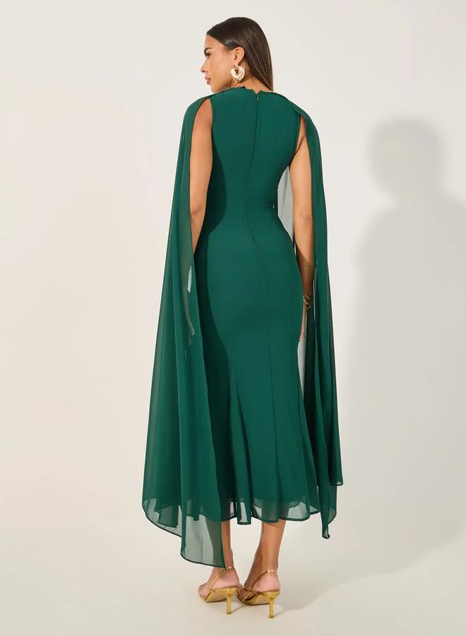 Styli Emerald Chiffon Dress