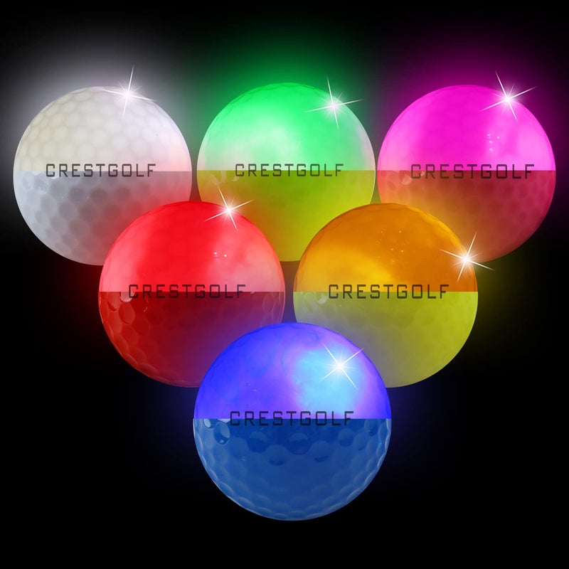 Crestgolf Flashing Glowing Golf Ball,Night Glow Flash Light up LED Golf Ball,six Color for Your Choice(6 Pack) (Updated Mixed Color(Brighter)) - Image 2
