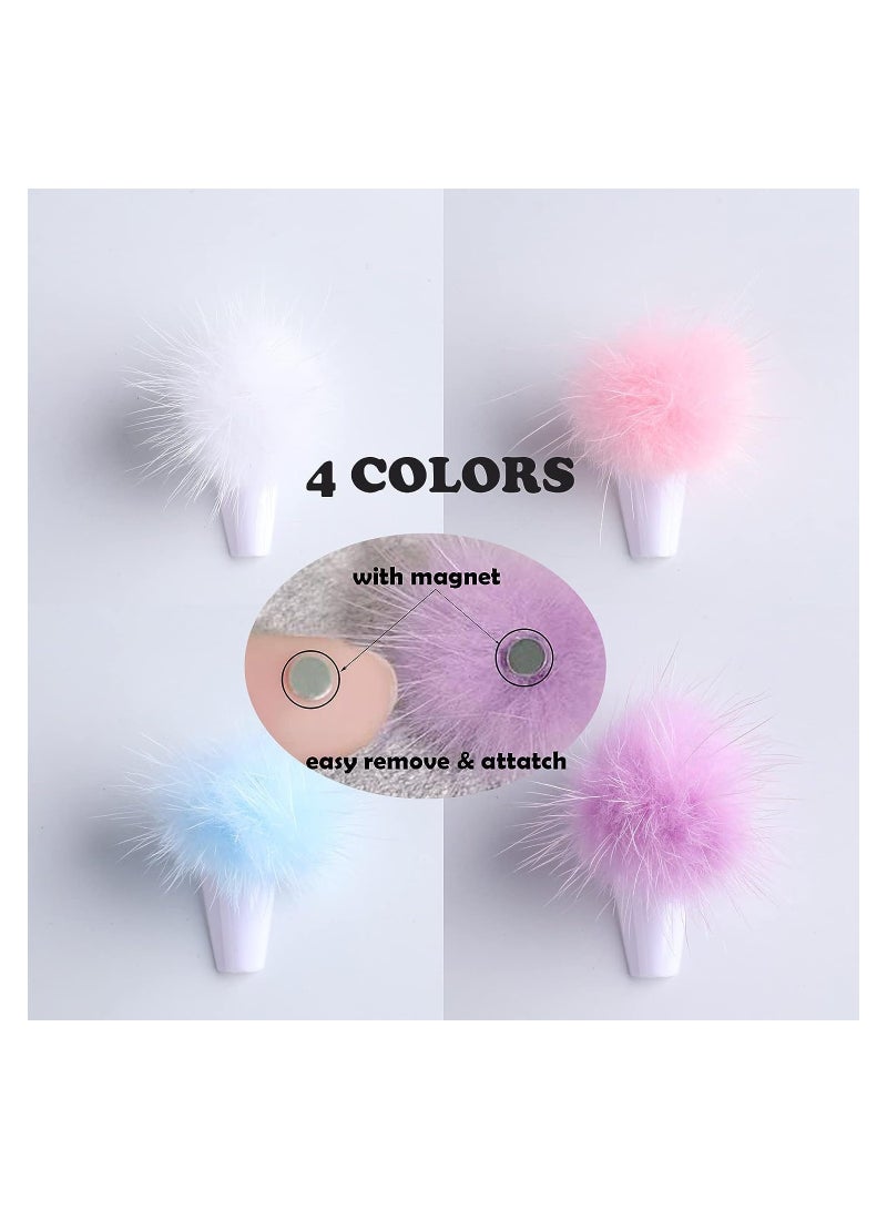 SOLARAE 3D Cute Magnetic Nail Pom Balls, 12 Pcs Nail Art Fluffy Balls Detachable Accessories Colorful Fluff Balls Nail Decorations for Nail Art DIY, Mink Fleece Nail Poms Kit (4 Colors) - Image 3