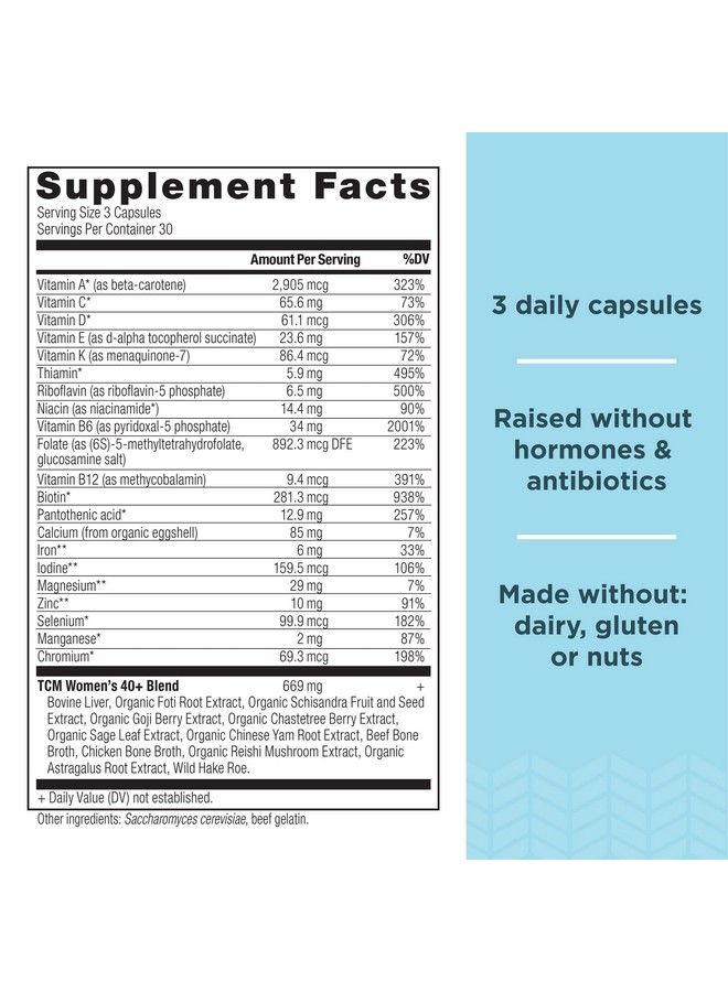 Multivitamin For Women 40 Multi Vitamin And Immune Support With Vitamin D & C 20 Vitamins And Minerals Stress And Sleep Support Supports Bone And Blood Health 90 Capsules