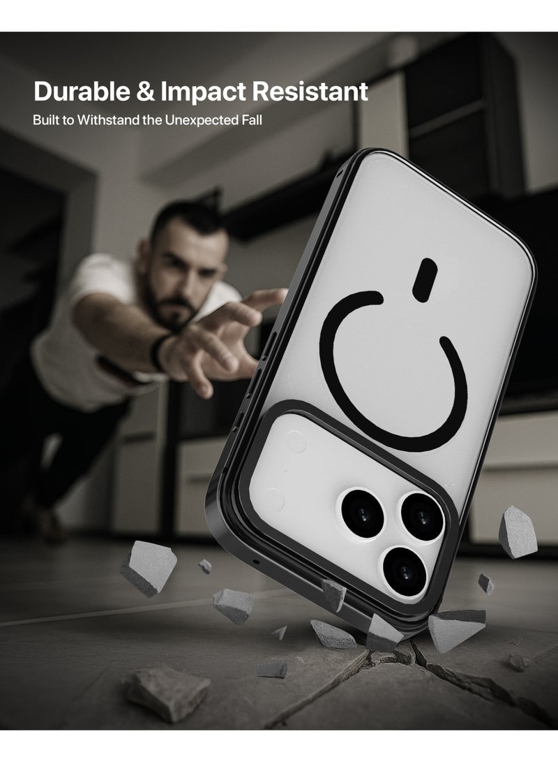 INFINYTY iPhone 17 Pro Max Premium Clear Case with Black Titanium Metallic Bumper – Cirra Crystal Clear Back, Anti-Yellowing Technology, MagSafe Compatible, Strong N52 Magnet, Drop-Tested, Scratch-Resistant, Precision Fit, Raised Screen & Camera Edges - Image 2