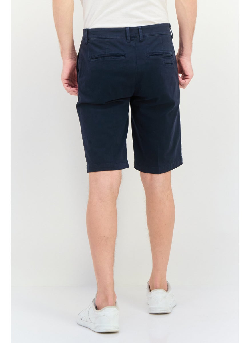 GAS - Men Solid Chino Short, Navy - Image 1