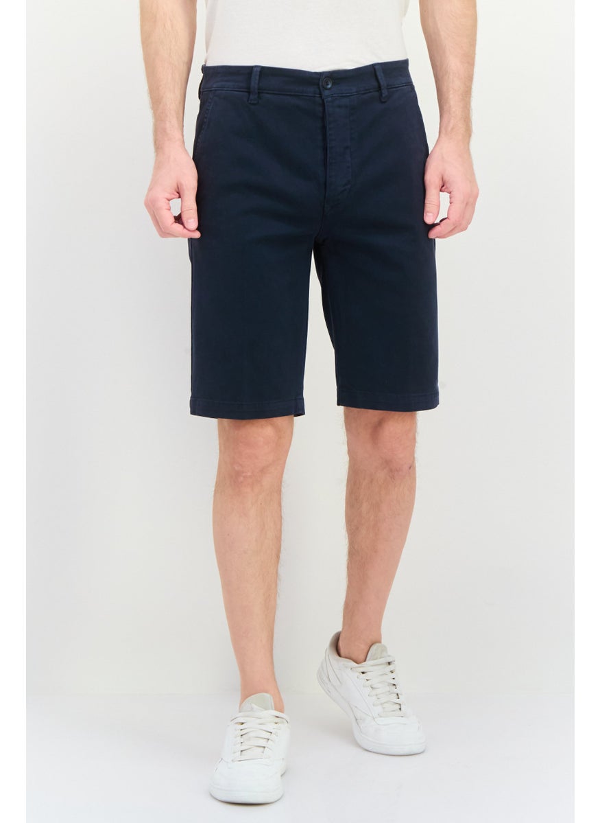 GAS - Men Solid Chino Short, Navy - Image 1