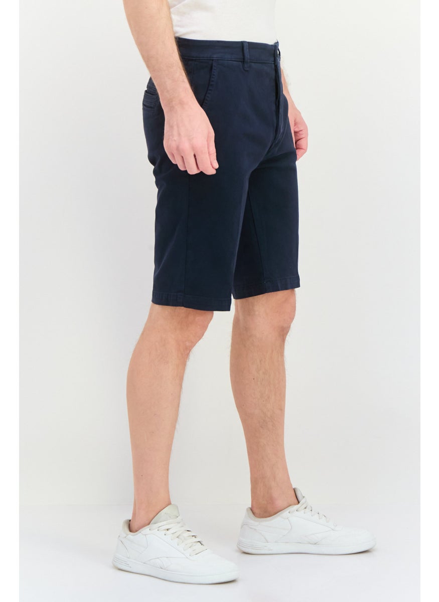 GAS - Men Solid Chino Short, Navy - Image 1