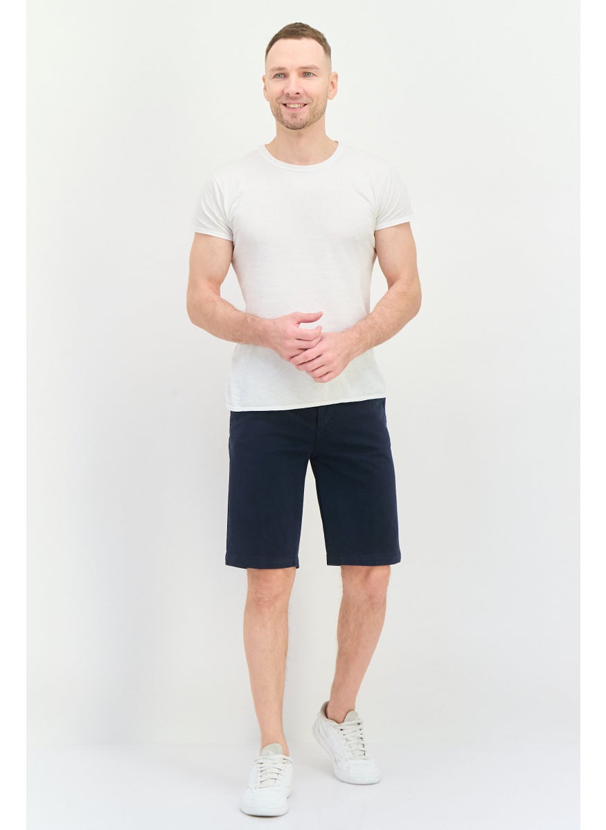 GAS - Men Solid Chino Short, Navy - Image 1