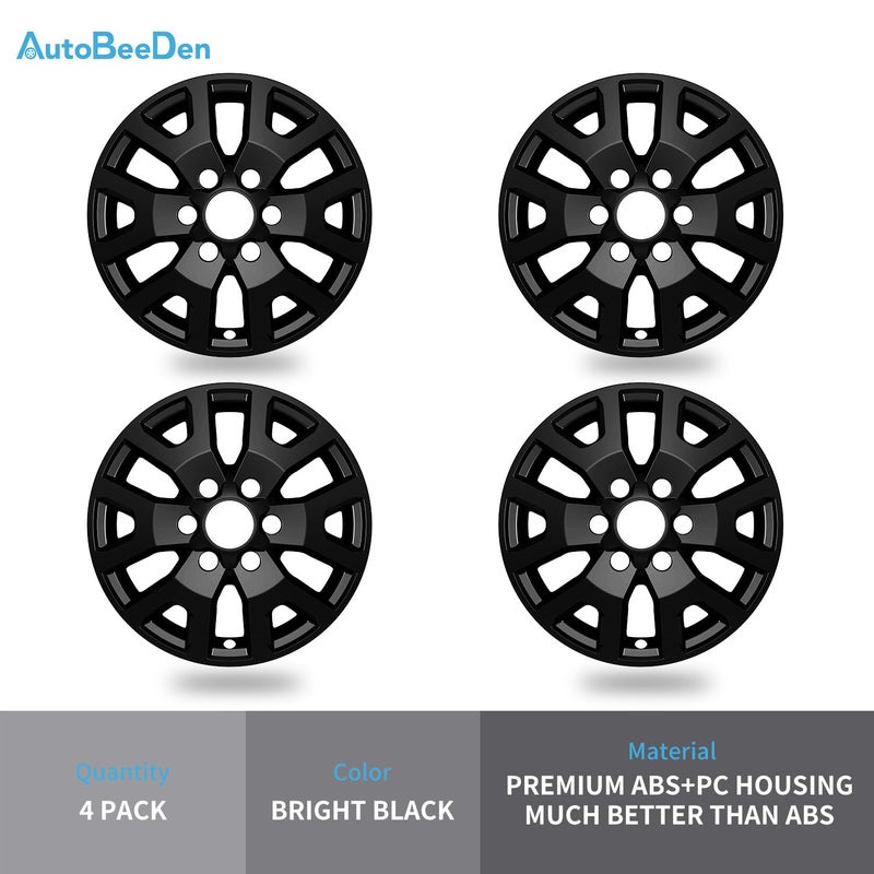 AutoBeeDen 4-Pack Wheel Skins Compatible with Toyota Tacoma 2024 2025, 17 inch 17", Hubcap, Alloy Wheel Cover, Bright Black Color - Image 3