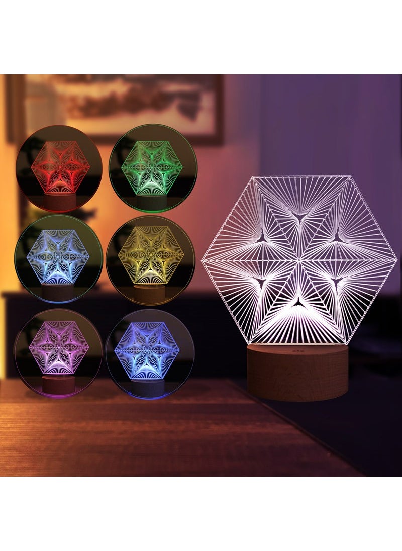 By-Lamp Star Illusion Lamp Wooden Base 7 Different Light Colors  - Image 2