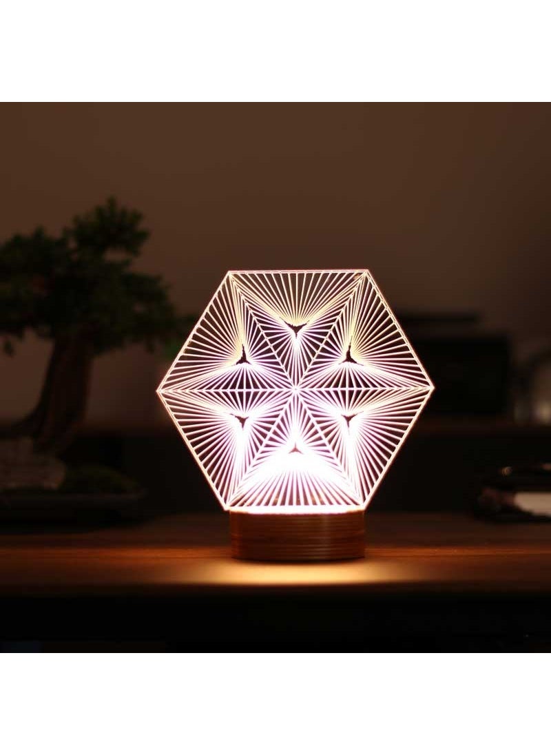 By-Lamp Star Illusion Lamp Wooden Base 7 Different Light Colors  - Image 1
