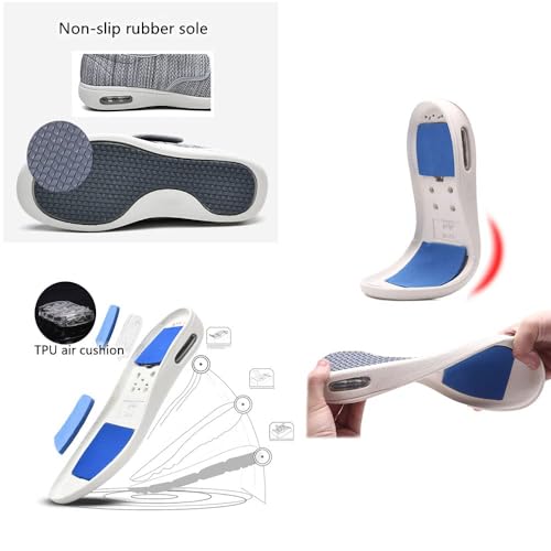 EDCYF Women's Diabetic Shoes Wide Width Shoes Comfortable Adjustable with Non-Slip Air Cushion Bottom for Elderly Swollen Feet Walking Edema Sneakers Beige - Image 5
