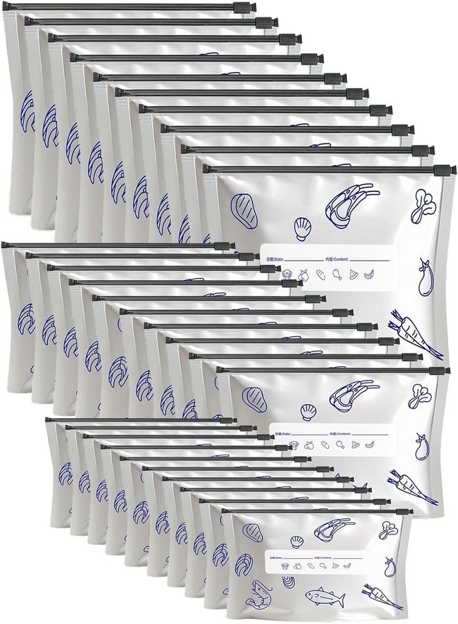 Pekos Reusable Aluminum Foil Food Storage Bags with Zipper Lock | Leakproof Waterproof Freezer Safe Stand Up Pouch for Vegetables Meat Fruits | Washable Kitchen Fridge Storage Bags (30 Psc) - Image 1