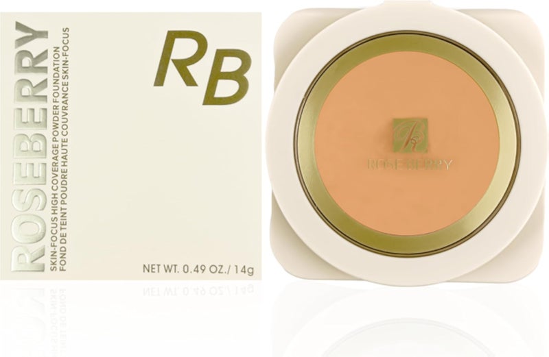 روز بيري - بودرة أساس، بودرة أساس عالية التغطية بتغطية عالية مع إسفنجة ناعمة، 14 جرام، موديل - RB-CP0797 (03 صدفي)