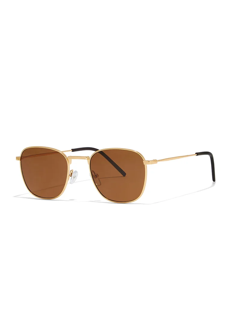 Blackout Must-Have,Unisex Sunglasses, Square Sunglasses, UV Protection: UV400 (Gold,Brown)