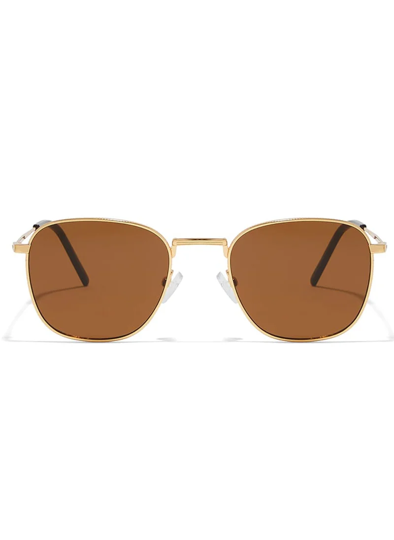 Blackout Must-Have,Unisex Sunglasses, Square Sunglasses, UV Protection: UV400 (Gold,Brown)