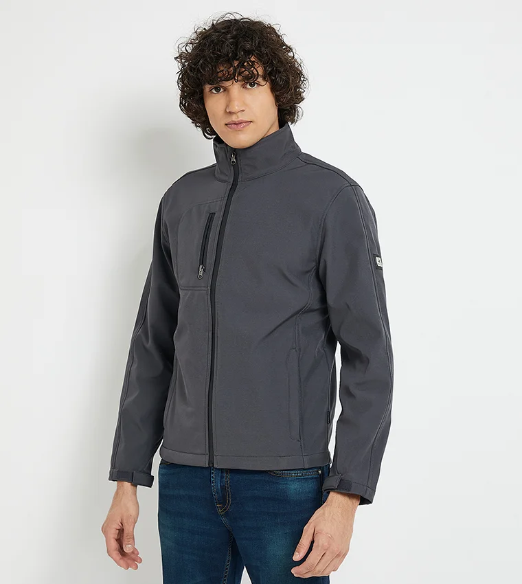 Logo Badge Detail Zipper Jacket