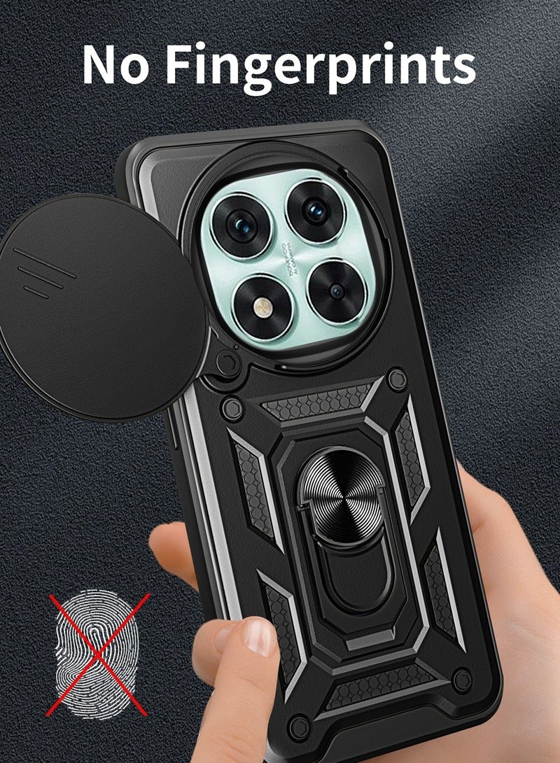 for Redmi Note 14 Pro 5G / Xiaomi POCO X7 5G Case, Slide Camera Lens Cover, Magnetic Ring Holder Kickstand Protective Phone Case for Redmi Note 14 Pro 5G / Xiaomi POCO X7 5G, Black - Image 2
