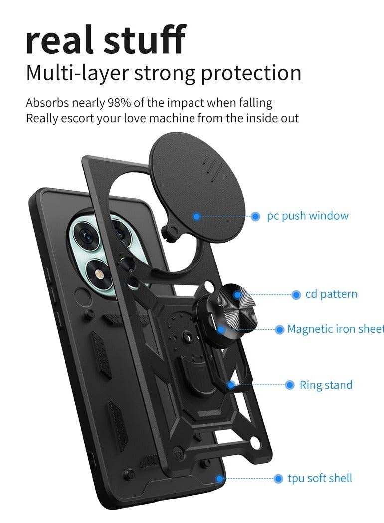 for Redmi Note 14 Pro 5G / Xiaomi POCO X7 5G Case, Slide Camera Lens Cover, Magnetic Ring Holder Kickstand Protective Phone Case for Redmi Note 14 Pro 5G / Xiaomi POCO X7 5G, Black - Image 5