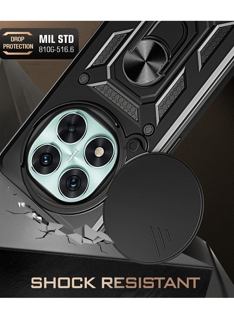 for Redmi Note 14 Pro 5G / Xiaomi POCO X7 5G Case, Slide Camera Lens Cover, Magnetic Ring Holder Kickstand Protective Phone Case for Redmi Note 14 Pro 5G / Xiaomi POCO X7 5G, Black - Image 3