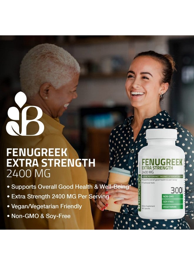 Bronson كبسولات مسحوق بذور الحلبة قوة إضافية 2400 ملغ لكل حصة ترغونيللا فونيومغرايكوم غير معدلة وراثيًا خالية من الصويا نباتية 300 كبسولة - Image 4