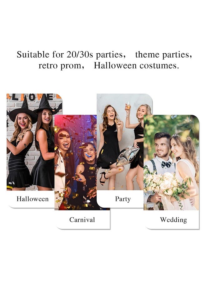 HY - 1920s Flapper Headband, Feather Headwear Headpiece Black Head Wear 1920s Fashion Bling Rhinestone Hair Accessories for Women Girls Gatsby Themes Costume Prom Party Decoration (White Beads) - Image 1