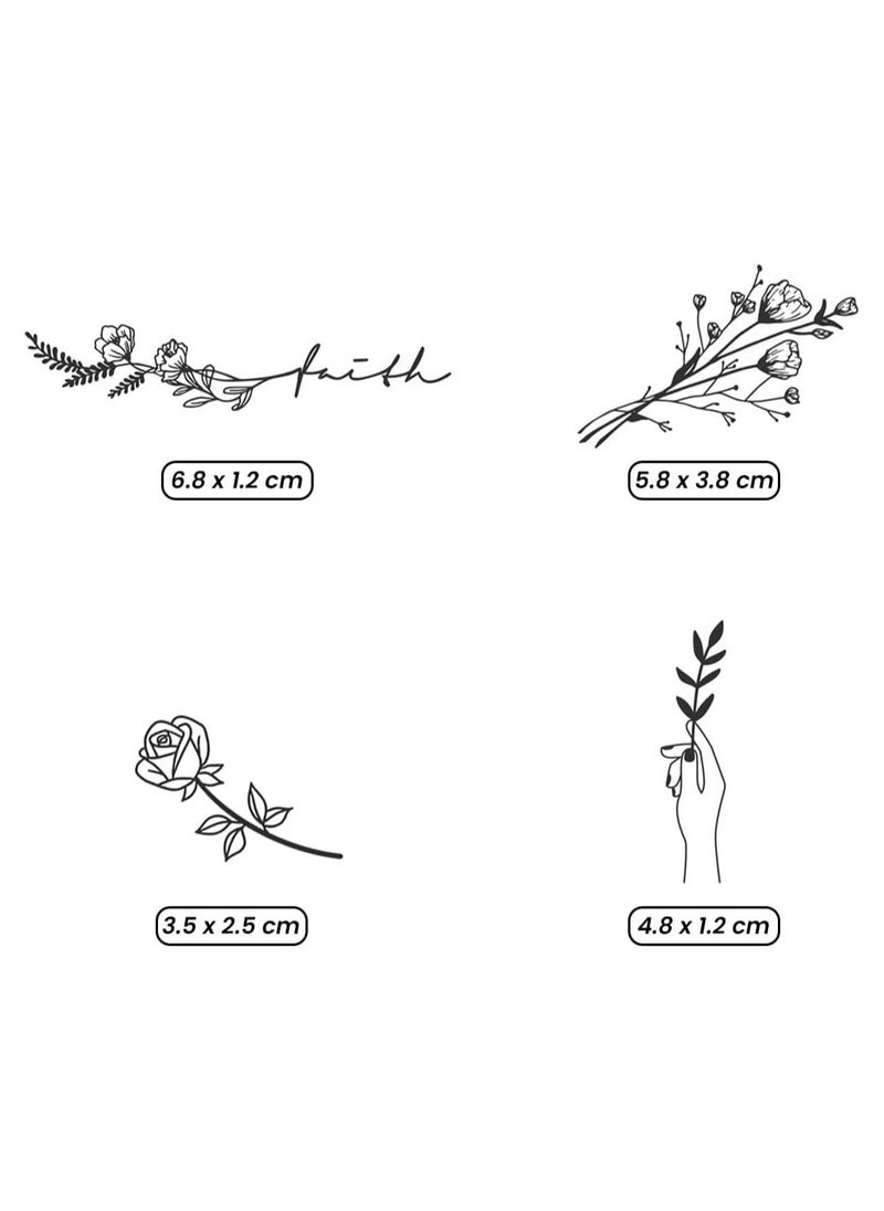 Le Inka Le Inka Temporary Tattoos Pack of 4 Water-Permeable Breathable Long Lasting Lasts 1-2 Weeks Premium Plant-Based Men & Women Floral Collection  - Image 3