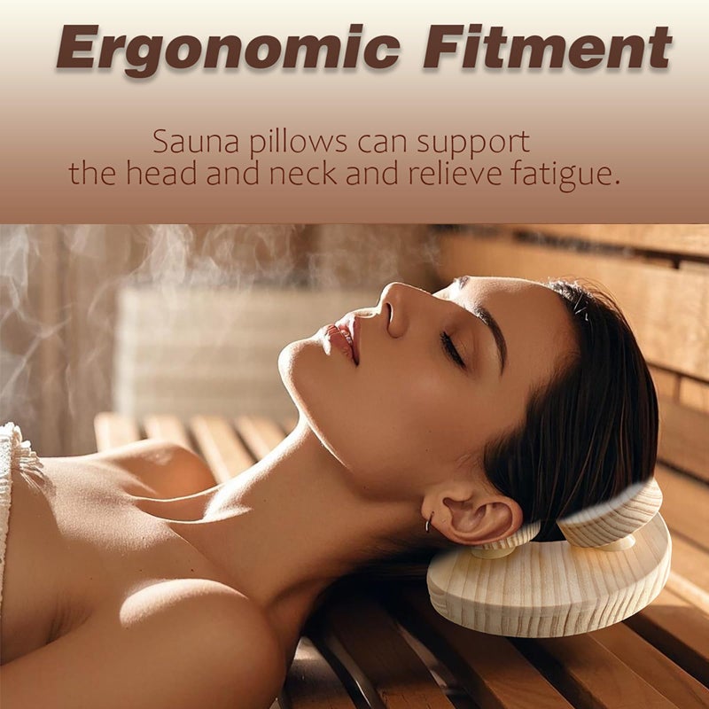 Benks Wooden Sauna Headrest with rotatable disc, Sauna Pillowï¼ŒSauna Accessory for Stiff Neck, Shoulder Pain, Head Health and Relaxation - Image 4