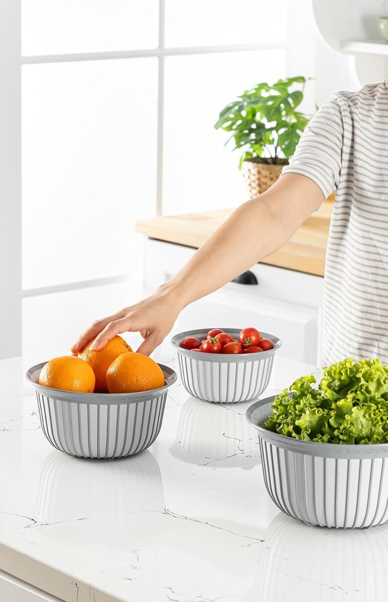 Orchid Foly Life Linea Round Bowl 1 Liter, Plastic Mixing Bowl, Serving Bowls Perfect for Salad, Fruits Serving & Baking Bowl, Snacks Bowl, Cereal Bowls Large Soup Bowl (BNM-6898) - Image 3
