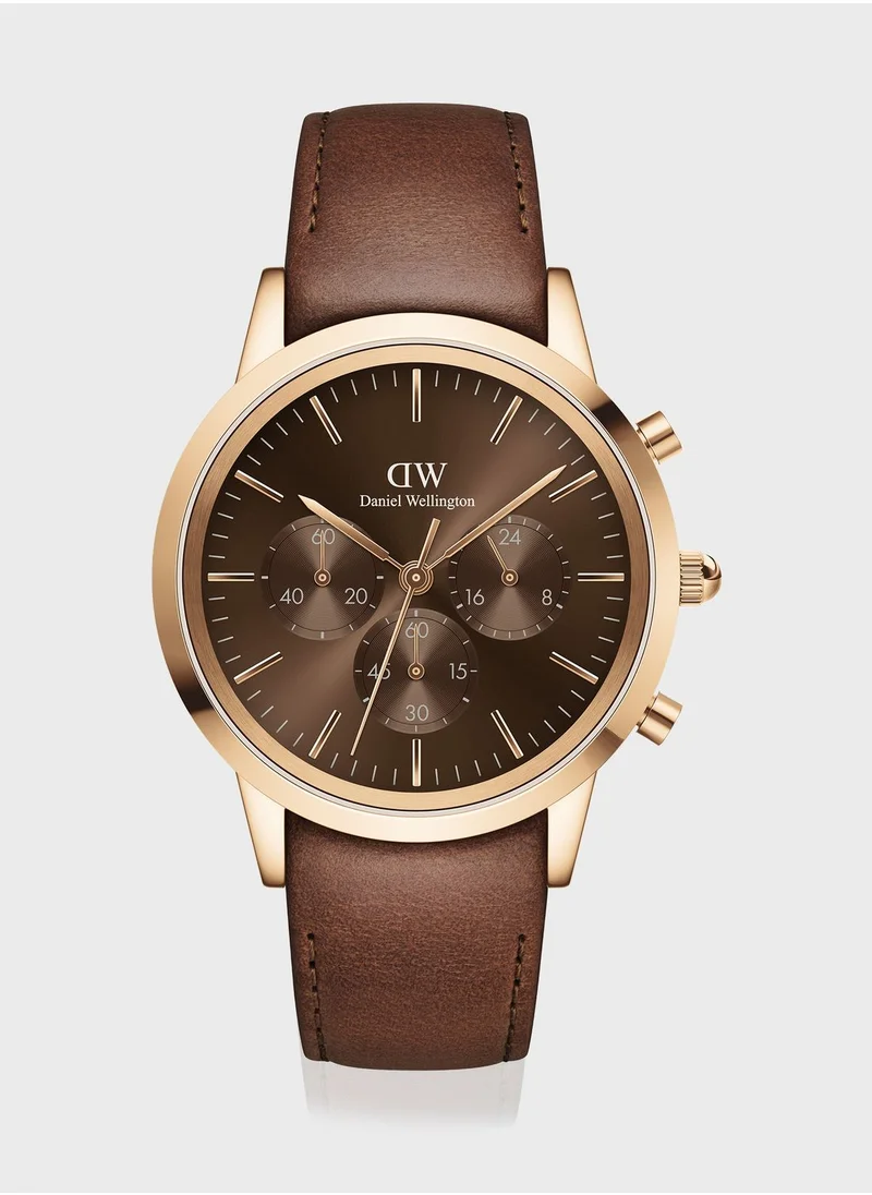 دانيال ولينغتون Iconic Leather Strap Analog Watch