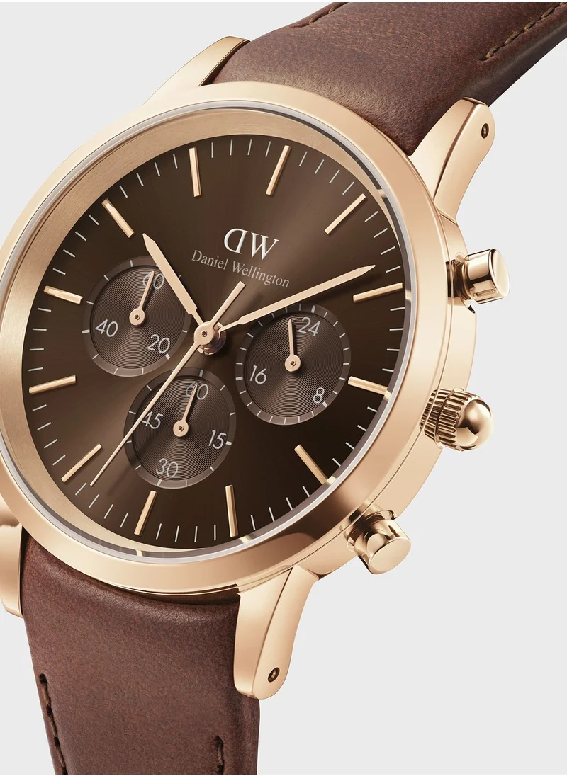 دانيال ولينغتون Iconic Leather Strap Analog Watch