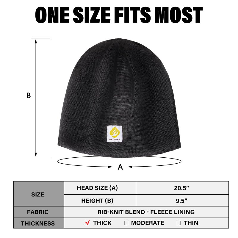 Fullsheild FR Double-Layer Thermal Knit Beanie Cap Warm Winter Flame Resistant Head Covering Welding Hat Black - Image 3
