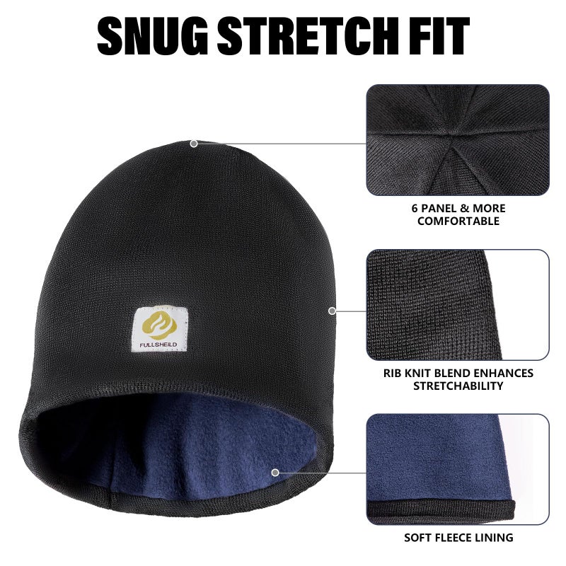 Fullsheild FR Double-Layer Thermal Knit Beanie Cap Warm Winter Flame Resistant Head Covering Welding Hat Black - Image 2