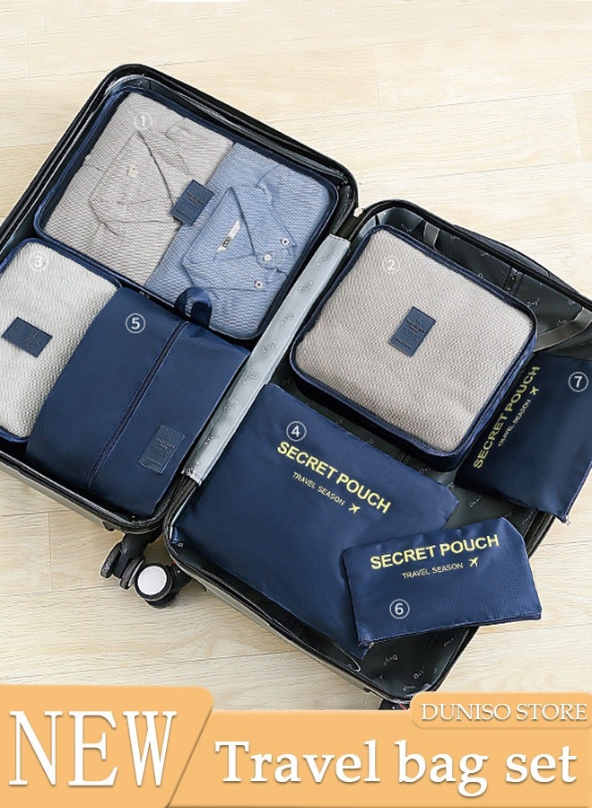 DUNISO 7PCS Travel Storage Bag Set Multi-functional Clothing Sorting Packages Travel Packing Compression Pouche Luggage Organizer Pouch for Moving Traveling  - Image 1