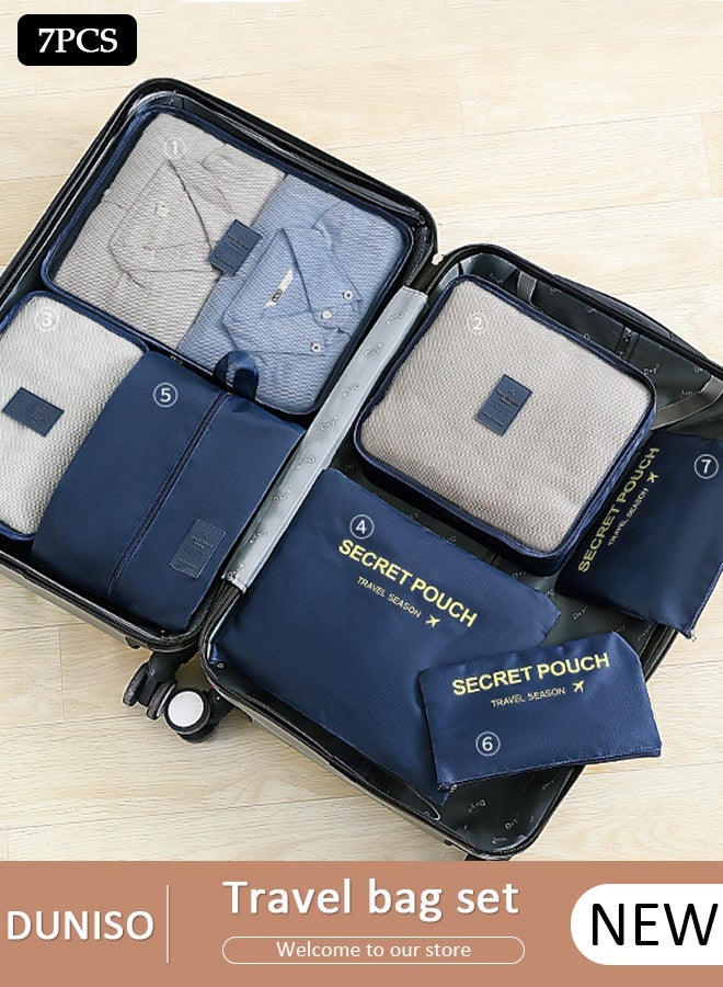 DUNISO 7PCS Travel Storage Bag Set Multi-functional Clothing Sorting Packages Travel Packing Compression Pouche Luggage Organizer Pouch for Moving Traveling - Image 1