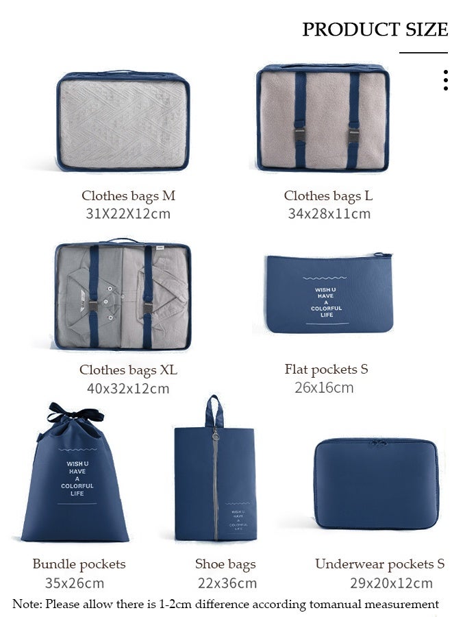 DUNISO 7PCS Travel Storage Bag Set Multi-functional Clothing Sorting Packages Travel Packing Compression Pouche Luggage Organizer Pouch for Moving Traveling - Image 5