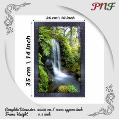 PNF pnf Poster And Frames Vastu Waterfall Landscape Scenery Wooden Photo Frame With Acrylic Sheet | Living Room, Bedroom | Home Decoration | Best Gifting Option (10x14inch Multicolour,Synthetic) 8428  - Image 2