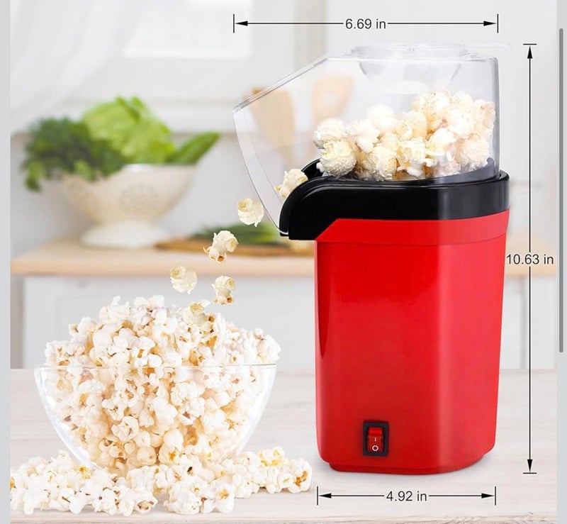 Fast Popcorn Machine With Hot Air, No Oil, 1200W Popcorn Popper Machine, 2 Min Fast Bang, One Button Operation, Red - Image 3