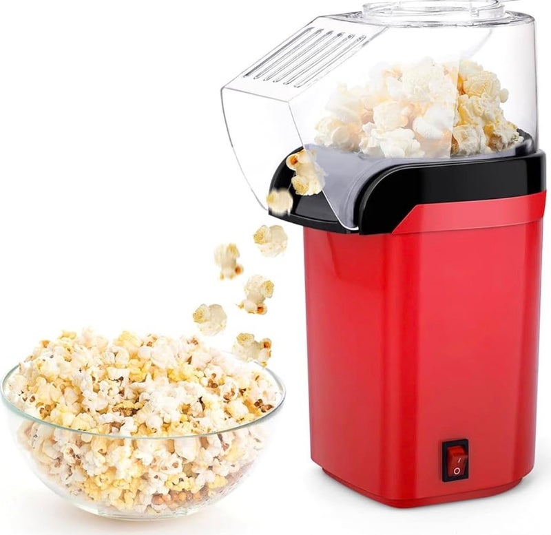 Fast Popcorn Machine With Hot Air, No Oil, 1200W Popcorn Popper Machine, 2 Min Fast Bang, One Button Operation, Red - Image 2