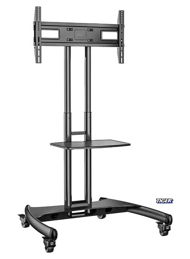 TIGER Mobile TV Stand with Lockable Wheels for 32-65 Inch TVs – Adjustable Height - Sturdy Steel Frame, TV Cart with Mount, Rolling TV Stand with Locking Wheels, Compatible with LED, LCD, and Plasma TVs, Black - Image 5