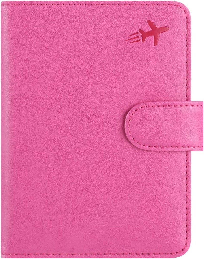 PASCACOO Passport Holder Cover Wallet RFID Blocking Leather Card Case Travel Accessories for Women Men, Z #Pink, Rfid Wallet - Image 1