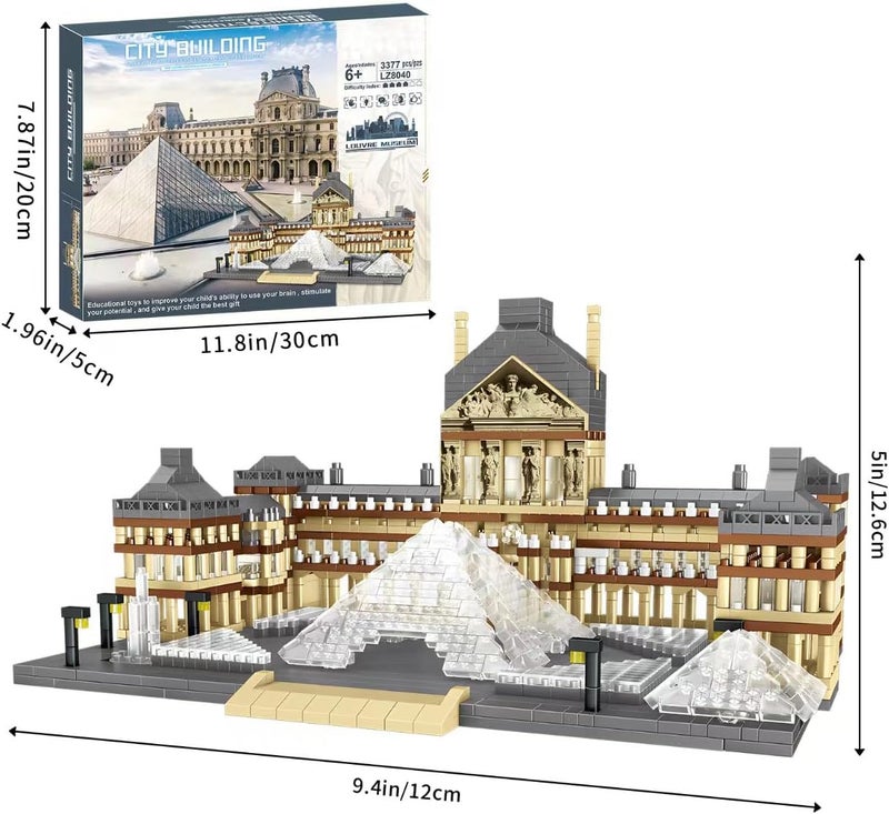 CSNRHG Paris Louvre Museum Model Building Blocks Set Micro Bricks World-Famous Architecture Educational Toy for Children and Adults 3377 Pieces Birthday - Image 2