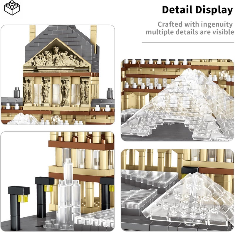 CSNRHG Paris Louvre Museum Model Building Blocks Set Micro Bricks World-Famous Architecture Educational Toy for Children and Adults 3377 Pieces Birthday - Image 3